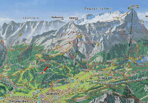 Riesserkopfhütte 1.125 m über Garmisch Die Umgebung